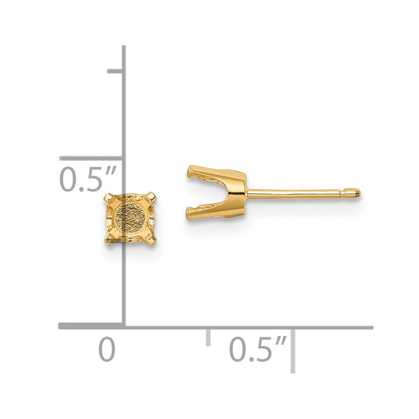 14k 4.5mm Round Stud Earring Mounting w/backs