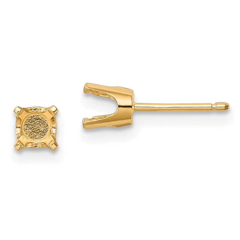 14k 4.5mm Round Stud Earring Mounting w/backs