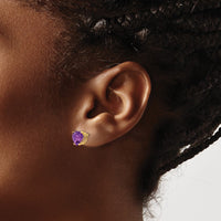 14k 8mm Heart Amethyst earring