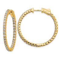 14k Diamond Round Hoop w/Safety Clasp Earrings