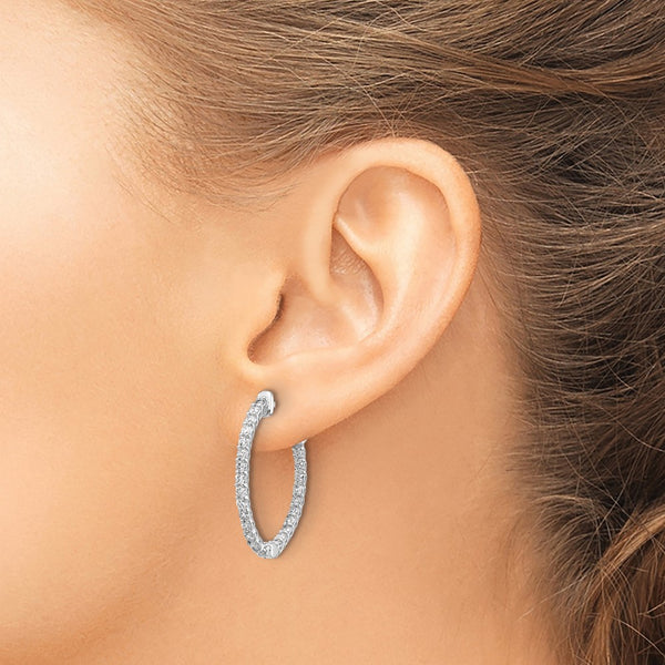 14k White Gold Oval Hoop w/Safety Clasp Earring Mountings
