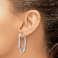 14k White Gold Oval Hoop w/Safety Clasp Earring Mountings