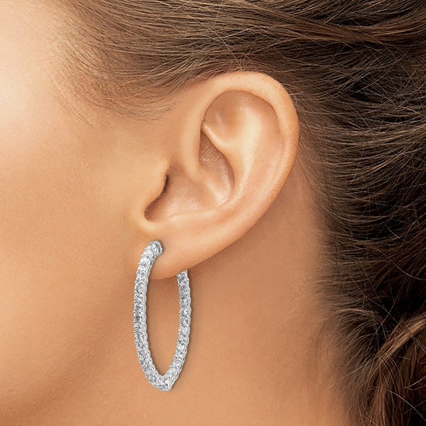 14k White Gold Oval Hoop w/Safety Clasp Earring Mountings