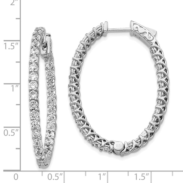 14k White Gold Oval Hoop w/Safety Clasp Earring Mountings