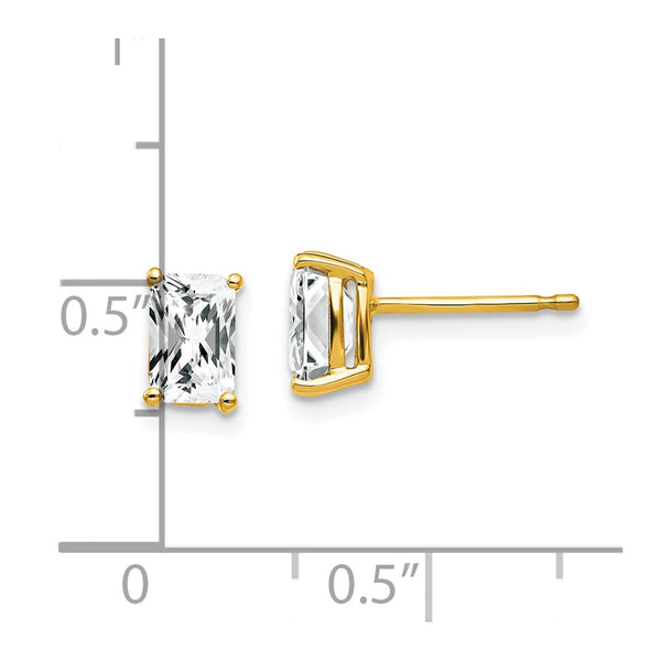 14k 6x4mm Radiant Cut Cubic Zirconia Earrings