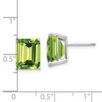 14k White Gold 10x8mm Emerald Cut Peridot Earrings