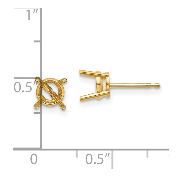 14k 6mm Round Earring Mountings