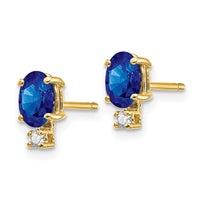 14k 6x4mm Oval Sapphire VS Diamond Earrings