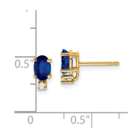 14k 6x4mm Oval Sapphire VS Diamond Earrings