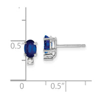 14k White Gold 6x4mm Oval Sapphire & AAA Diamond Earrings