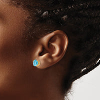 14k 8mm Blue Topaz Post Earrings