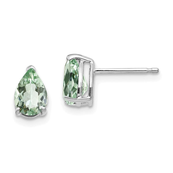 14kw 7x5 Pear Green Quartz Earrings