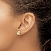 14k 8x5 Pear Checker-Cut Green Quartz Earrings