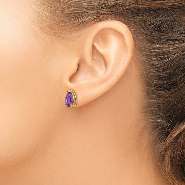 14k 10x7mm Pear Amethyst Earrings