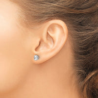 14k White Gold Cubic Zirconia Oval Stud Earrings