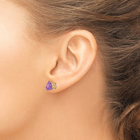 14k 8mm Trillion Amethyst Earrings