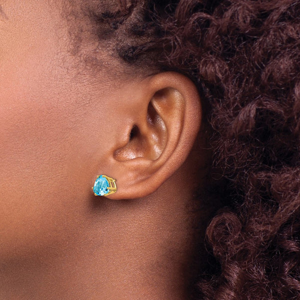 14k 8mm Trillion Blue Topaz Earrings