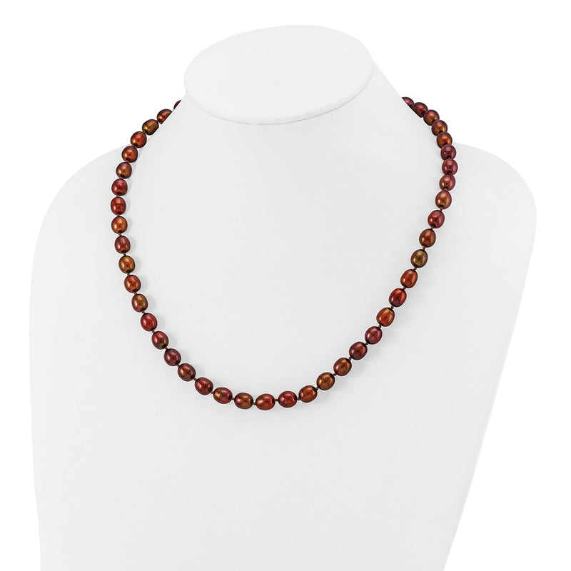 14k 7-8mm Brown Rice Freshwater Cultured Pearl Necklace