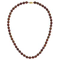 14k 7-8mm Brown Rice Freshwater Cultured Pearl Necklace