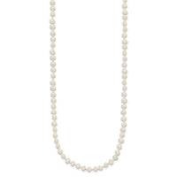 14k 3-4mm White Semi Round Freshwater Cultured Pearl Necklace