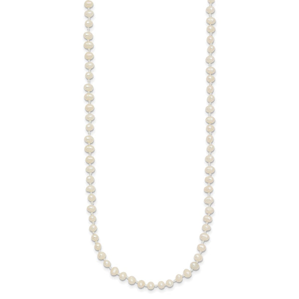 14k 3-4mm White Semi Round Freshwater Cultured Pearl Necklace
