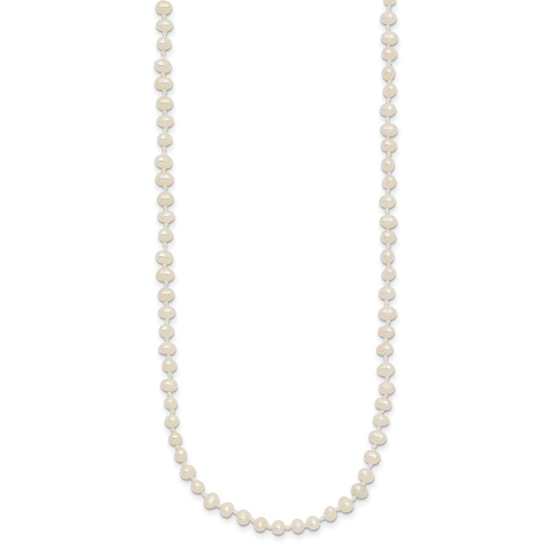 14k 3-4mm White Semi Round Freshwater Cultured Pearl Necklace