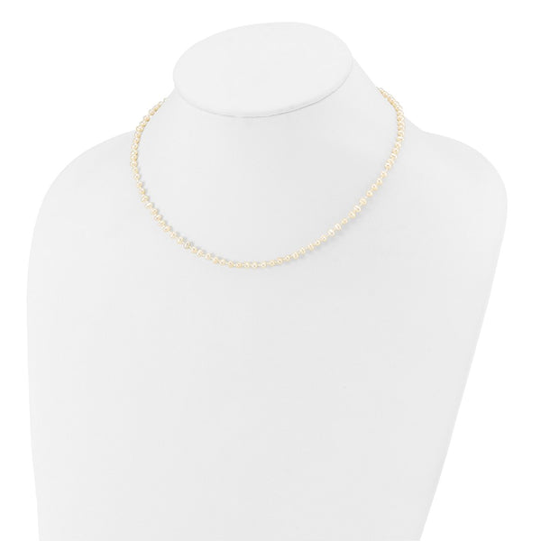 14k 3-4mm White Semi Round Freshwater Cultured Pearl Necklace