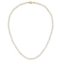 14k 3-4mm White Semi Round Freshwater Cultured Pearl Necklace