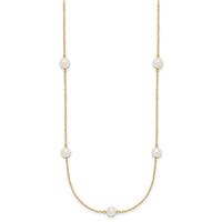 14K 5-6mm White Near Round Freshwater Cultured Pearl 7-Station Necklace