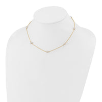 14K 5-6mm White Near Round Freshwater Cultured Pearl 7-Station Necklace