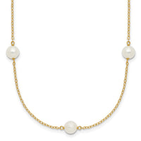 14K 5-6mm White Near Round Freshwater Cultured Pearl 7-Station Necklace