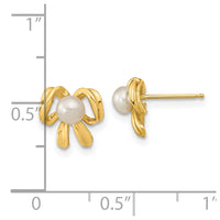 14k 3-4mm White Button Freshwater Cultured Pearl Post Earrings