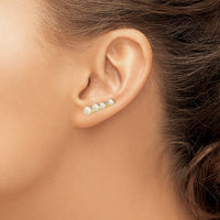 14k 3-5mm FW Cultured Pearl .016ct Diamond Ear Climber Earrings