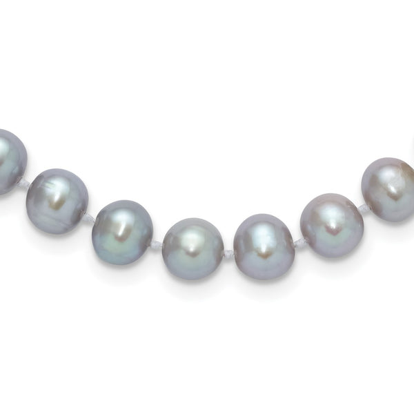 14K 7-8mm Near Round Grey FWC Pearl 16in Necklace