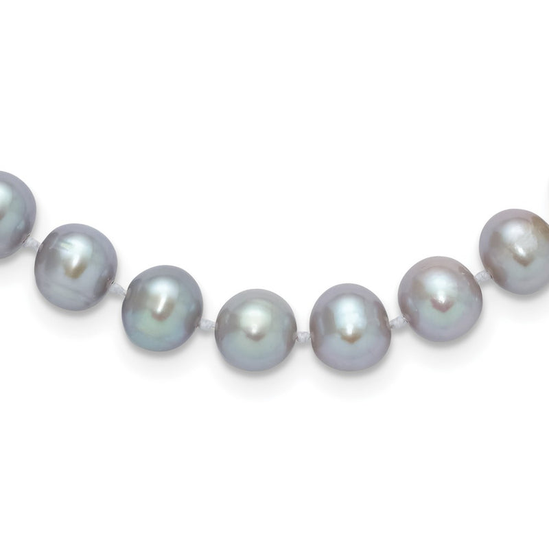 14K 7-8mm Near Round Grey FWC Pearl 16in Necklace