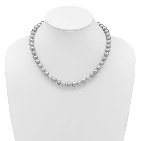 14K 8-9mm Near Round Grey FWC Pearl 18in Necklace