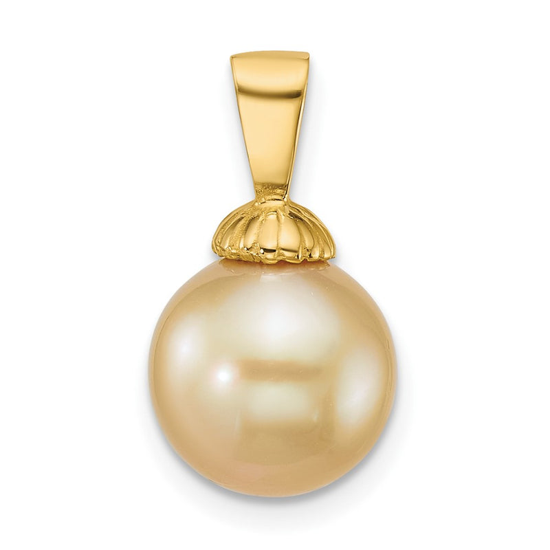 14k 10-11mm Rnd Golden South Sea Saltwater Cultured Pearl Pendant