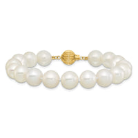 14K 9-10mm Near Rnd Wht Freshwater Cultured Pearl 7.5in Bracelet