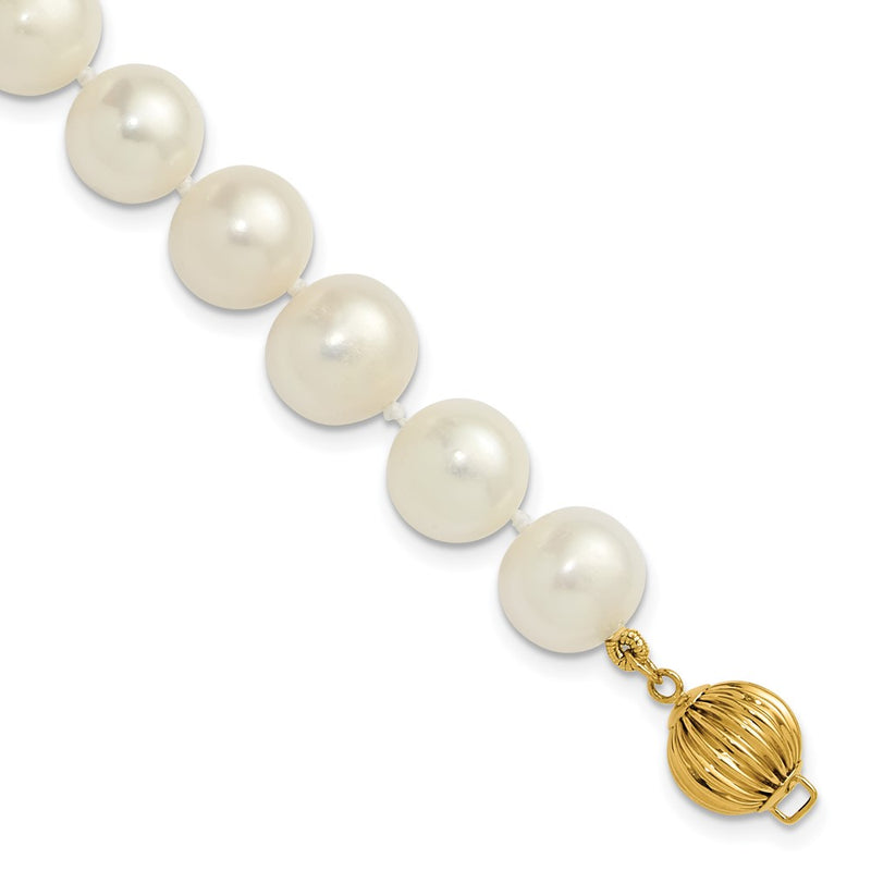 14K 9-10mm Near Rnd Wht Freshwater Cultured Pearl 7.5in Bracelet