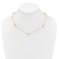 14k 8-9mm Near-round White FWC Pearl 5 Station 18in Necklace