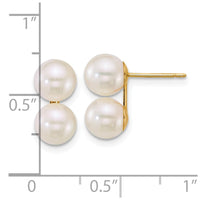 14k 6-7mm White Rnd Akoya Saltwater Cultured Double Pearl Earrings
