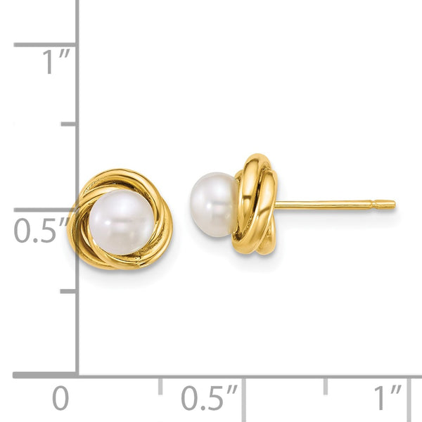 14k 4-5mm Button White Freshwater Cultured Pearl Post Earrings