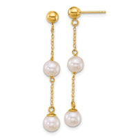 14k 5-6mm Rnd Wht Freshwater Cultured Pearl Post Dangle Earrings
