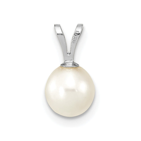 14k WG 6-7mm Round White Freshwater Cultured Pearl Pendant