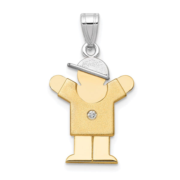 14k Two-tone VS Diamond Kid Pendant