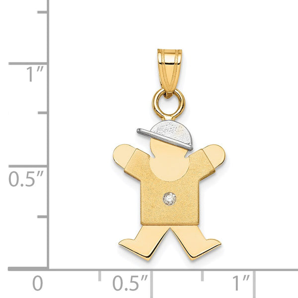 14k Two-tone VS Diamond Kid Pendant