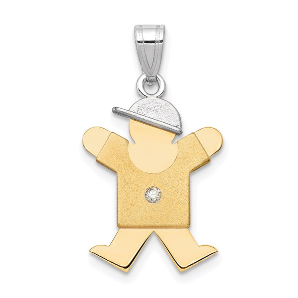 14k Two-tone VS Diamond Kid Pendant