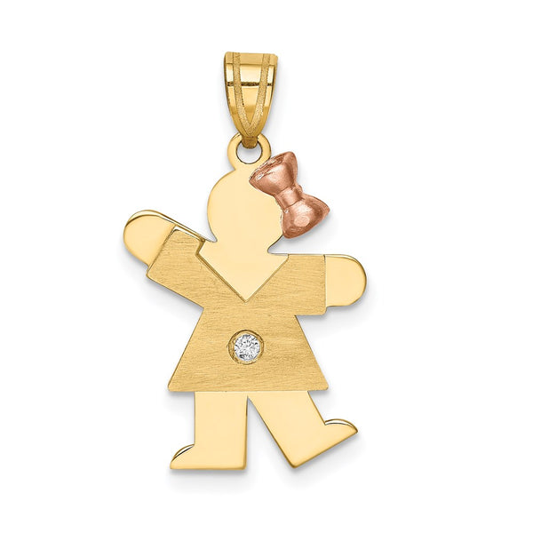 14k Two-tone VS Diamond Kid Pendant
