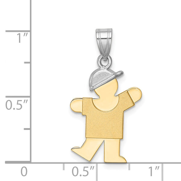 14k Two-Tone Small Boy w/ Hat on Left Engravable Charm
