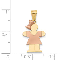 14k Two-Tone Small Girl w/ Bow on Left Engravable Charm
